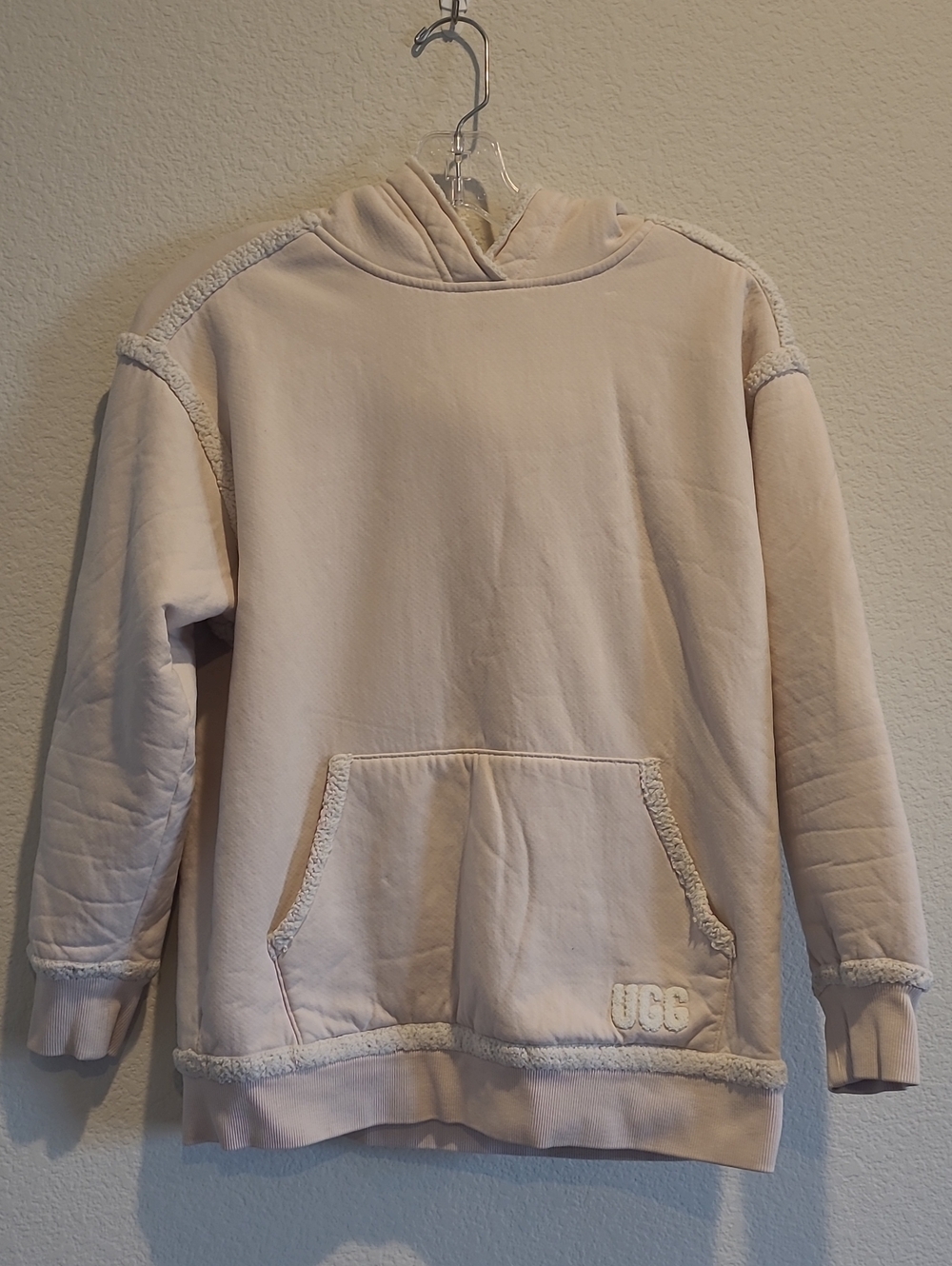 UGG Cream/Pink Pullover Hoodie with Sherpa Trim Size XS